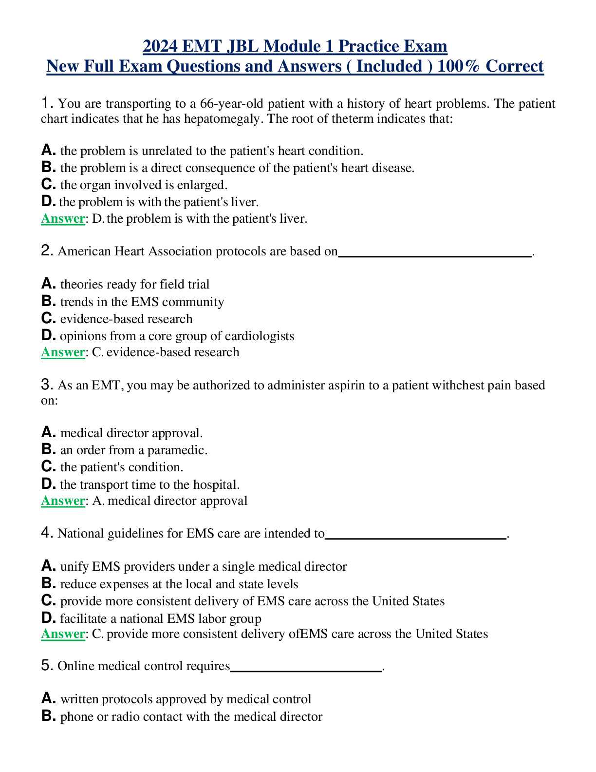 emt module 1 exam answers