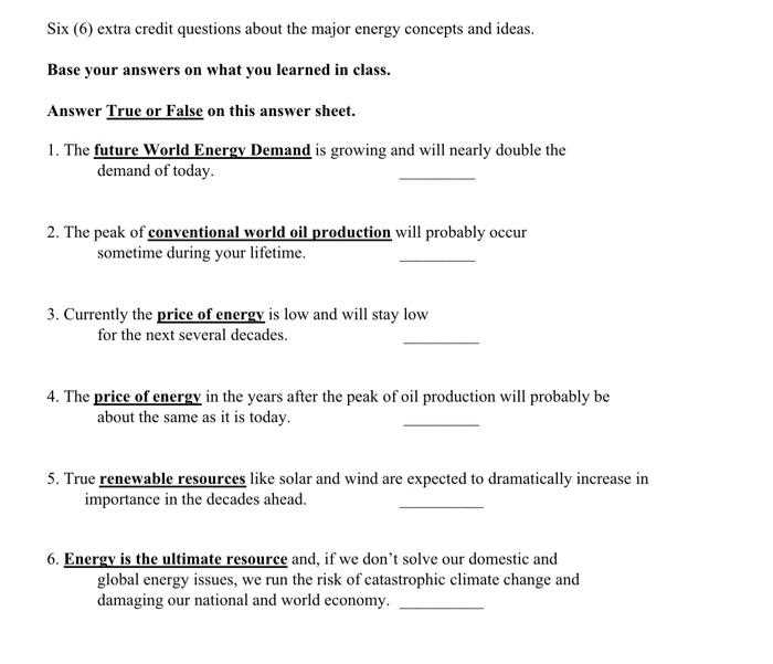 energy concepts answers