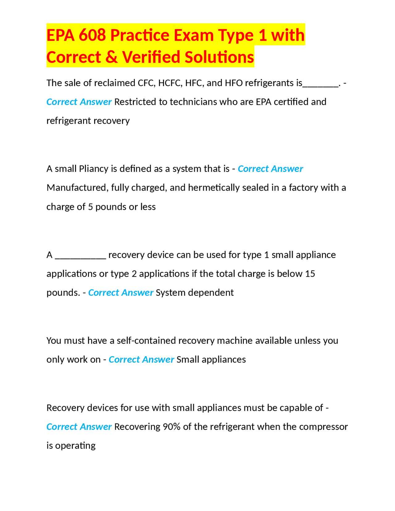 epa exam answers