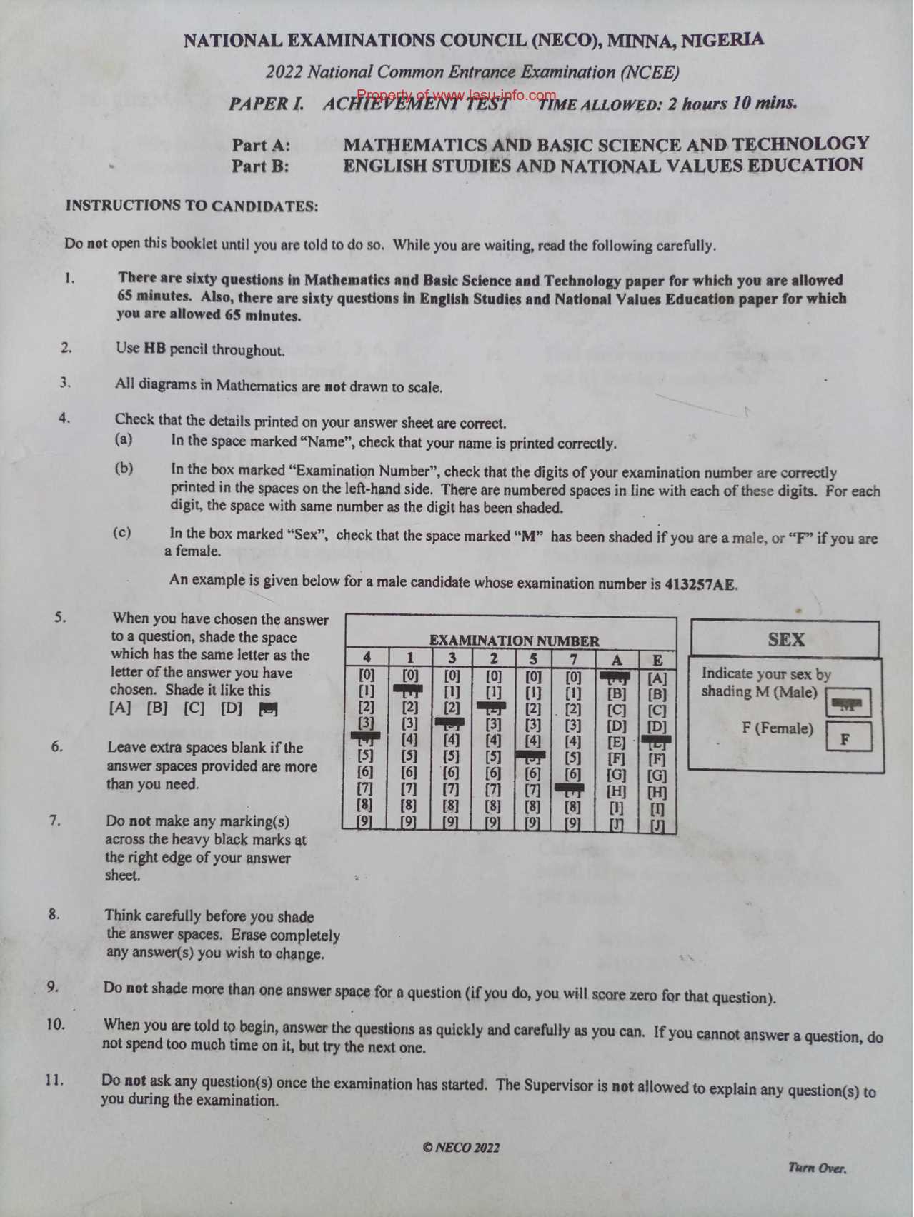 exam past questions and answers