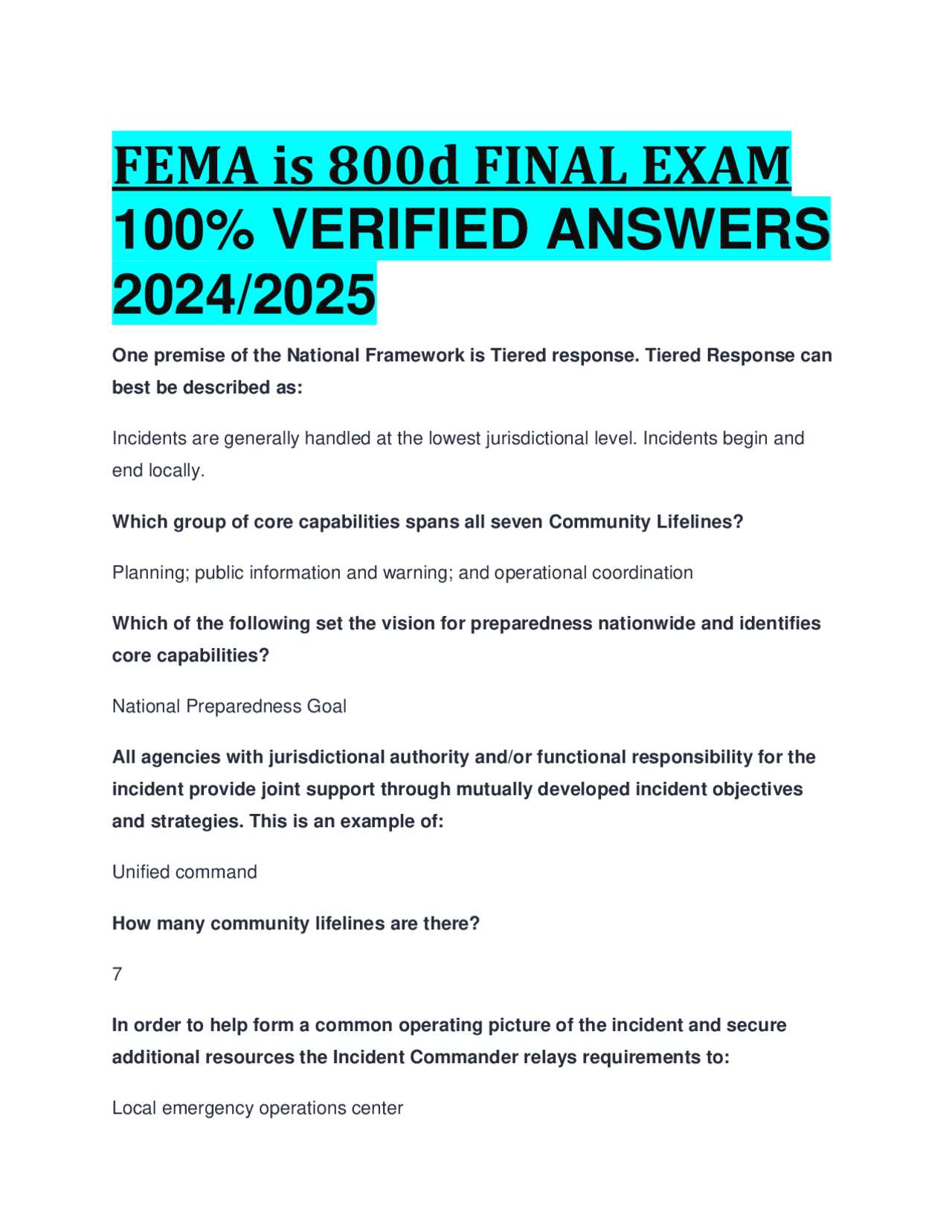 fema independent study answer key