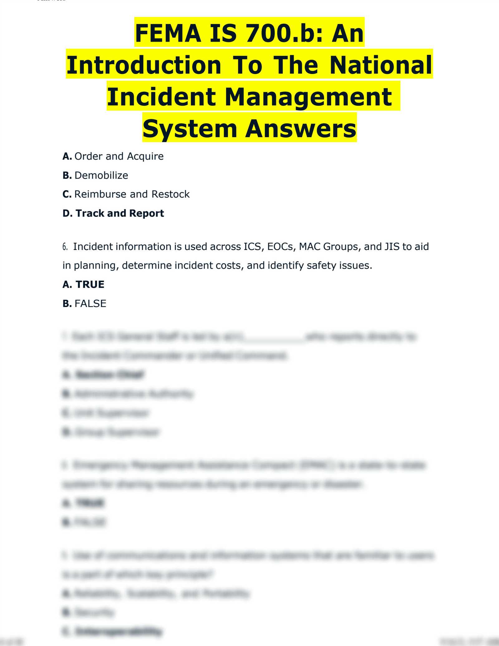 fema is 700 exam answers