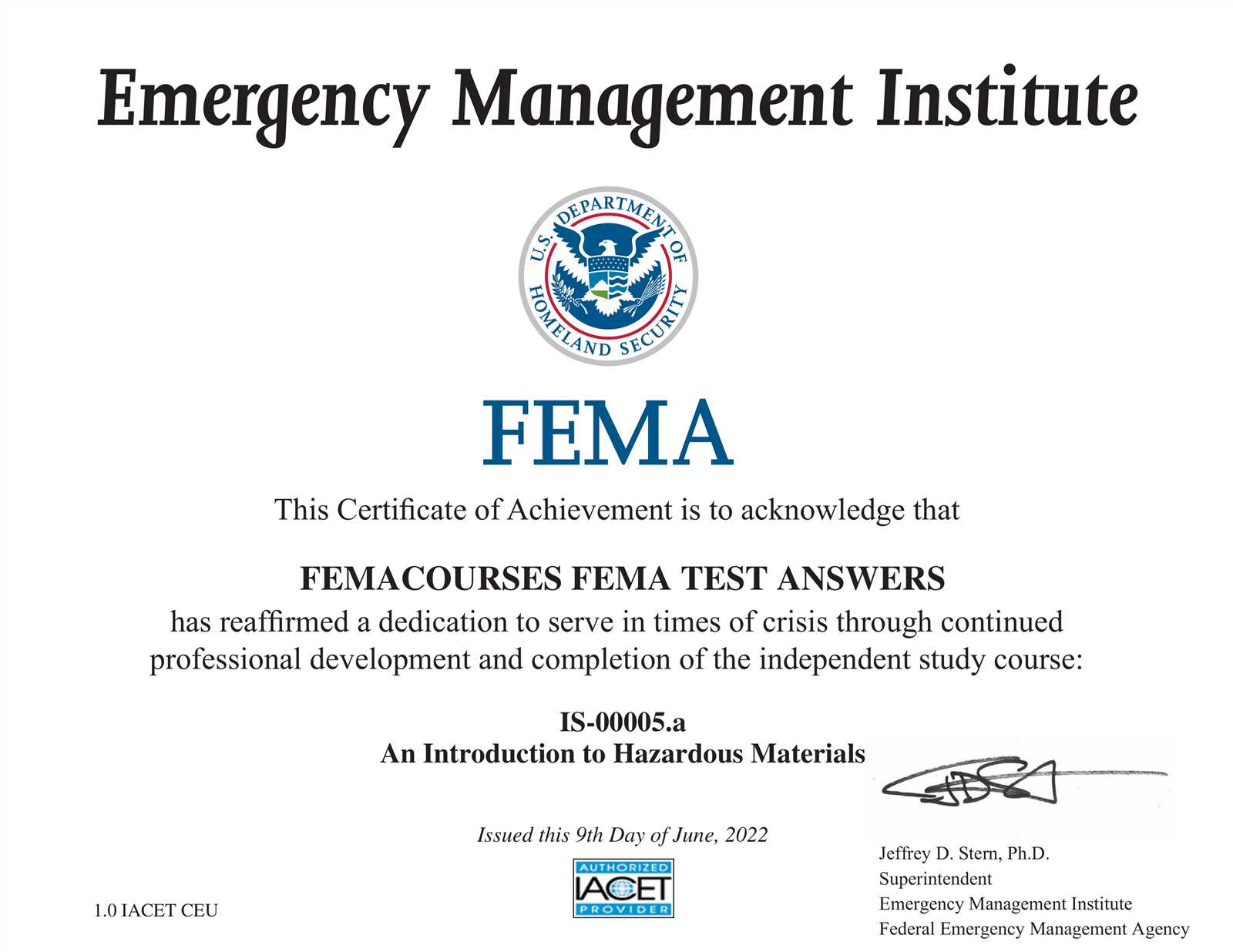 fema is5 answers