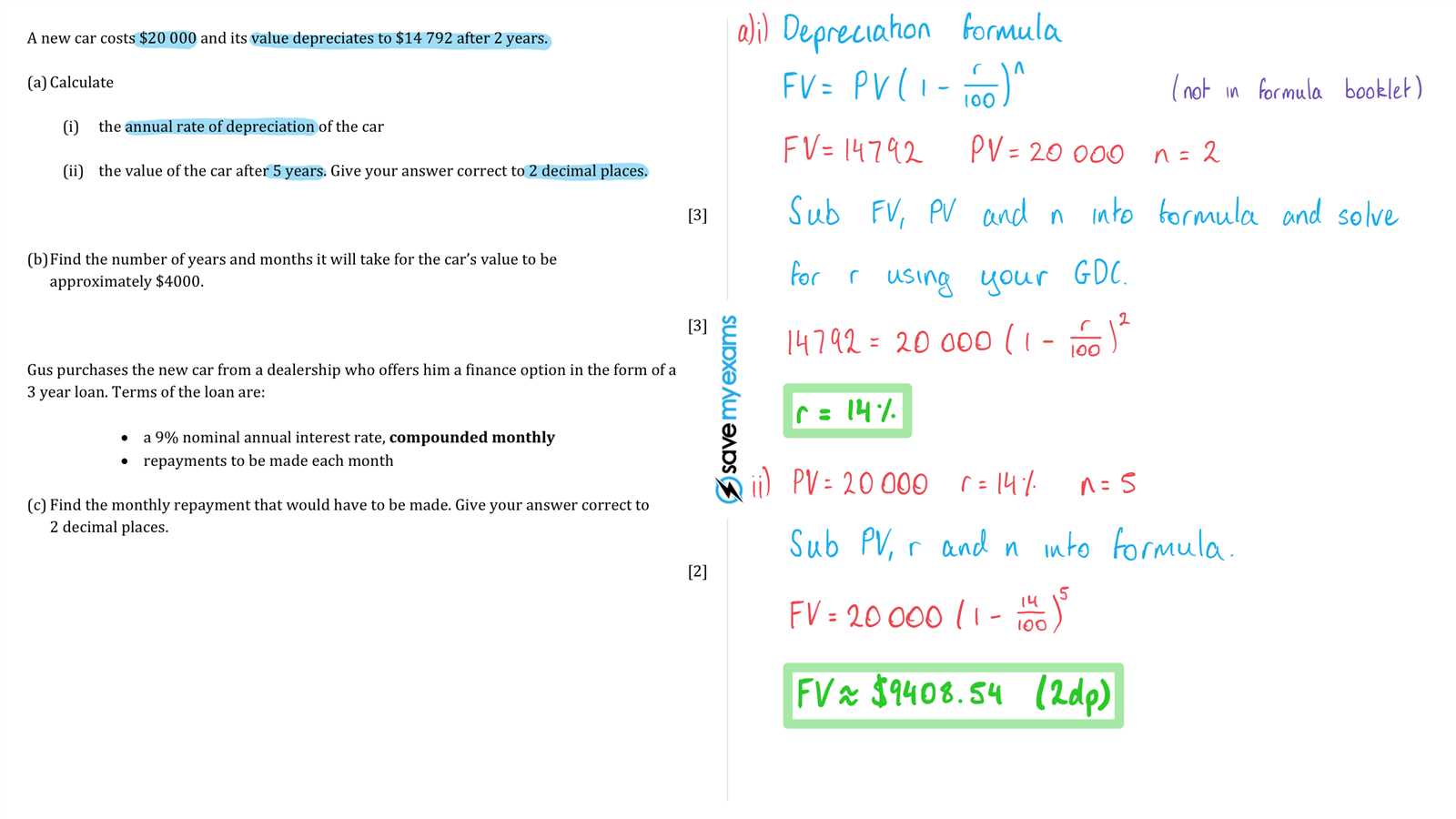 financial mathematics exam questions and answers