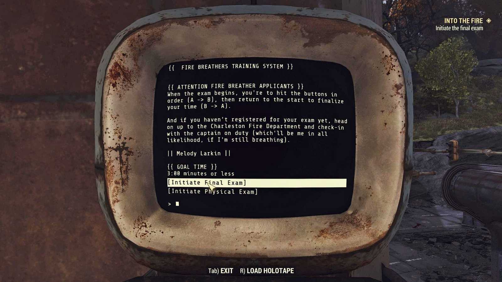 firebreather exam answers fallout 76