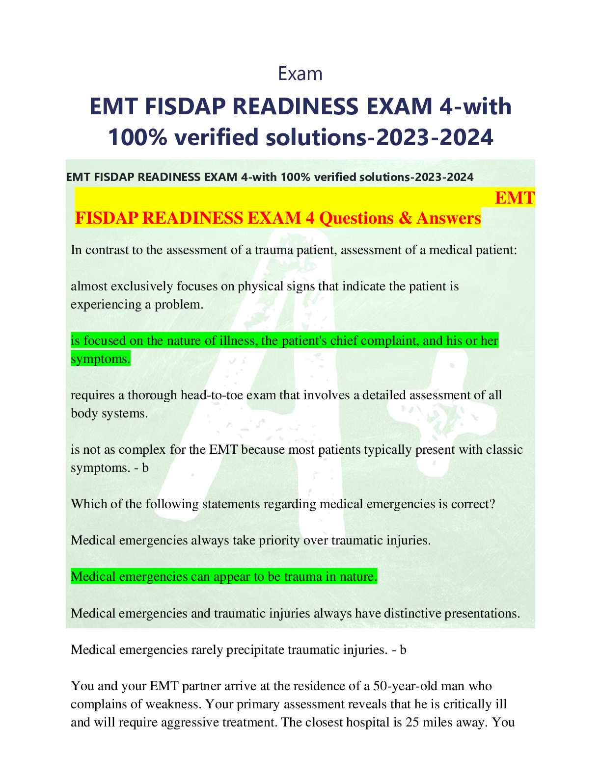 fisdap final exam answers