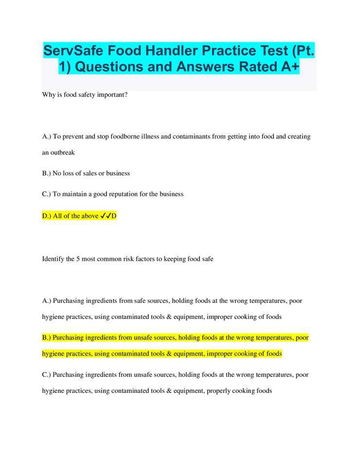 food handlers test answers