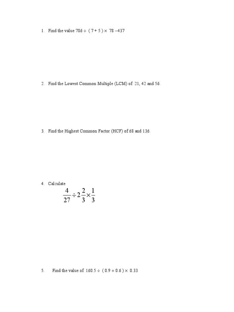 form 1 maths exam paper with answer