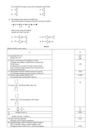 form 1 maths exam paper with answer