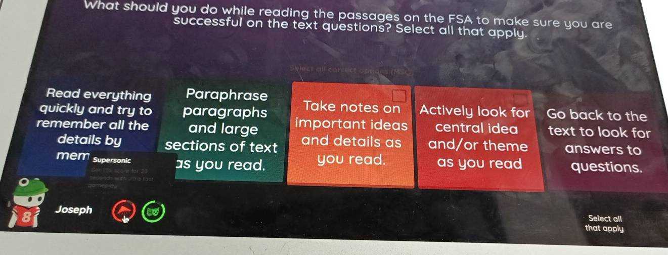 fsa reading answers