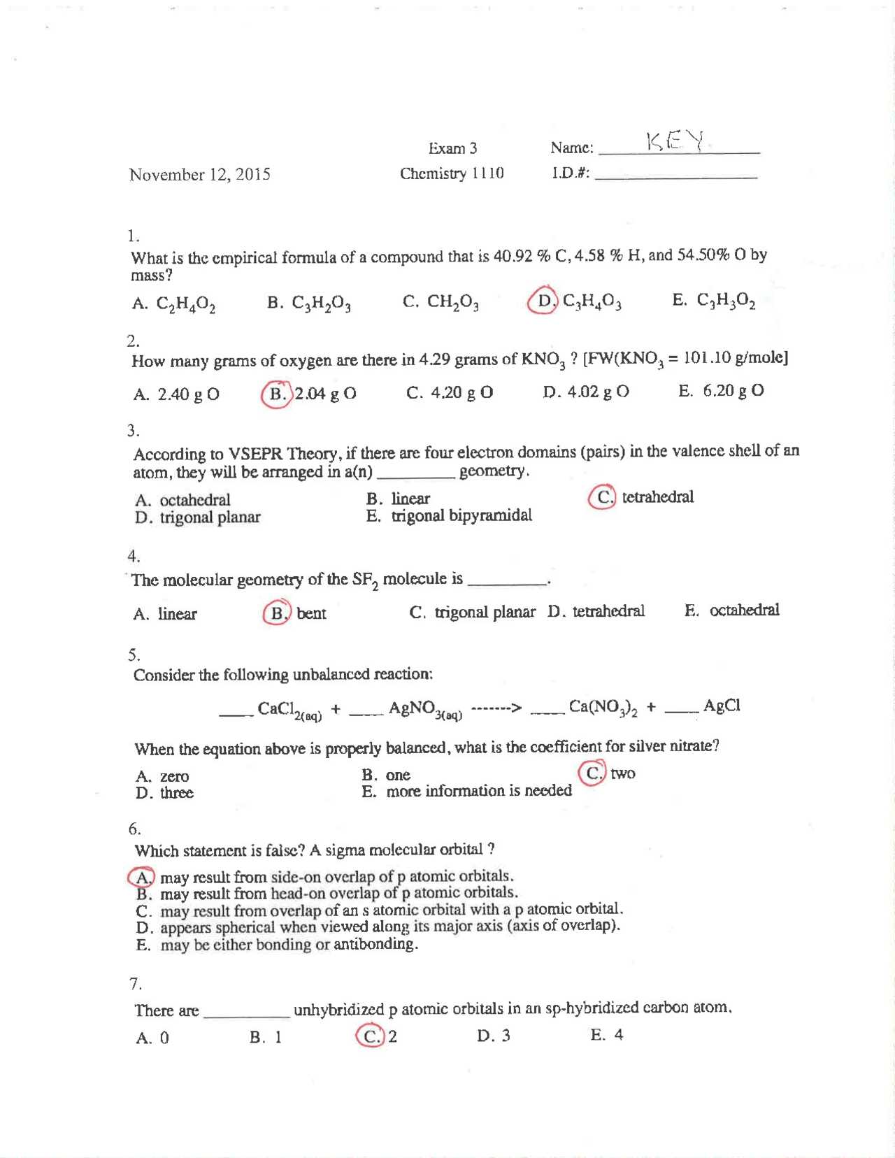 general chemistry 2 final exam with answers