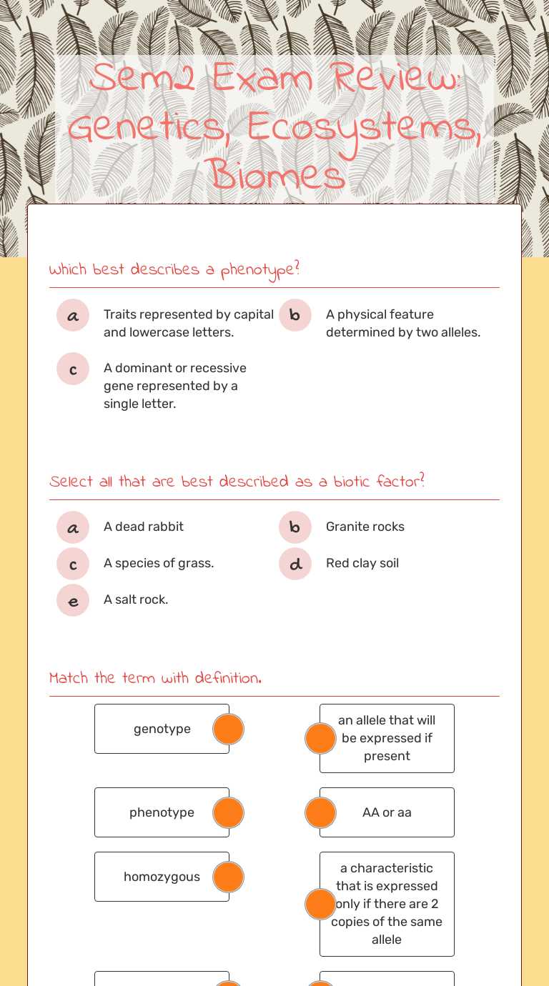 genetics exam review answer key