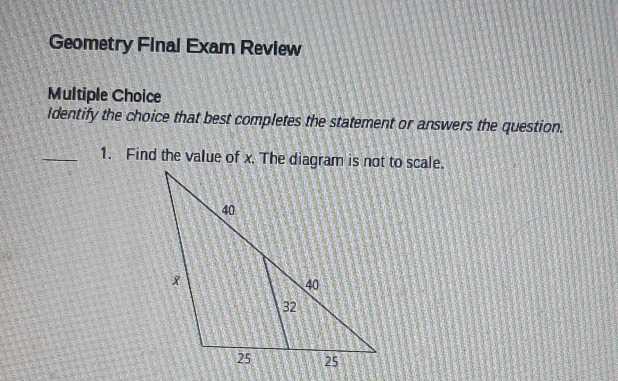 geometry final exam review answers