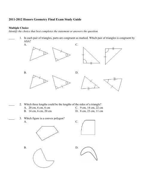 geometry final exam study guide answers