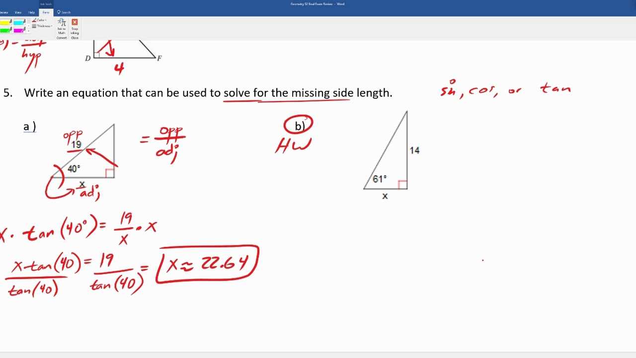 geometry final exam study guide answers