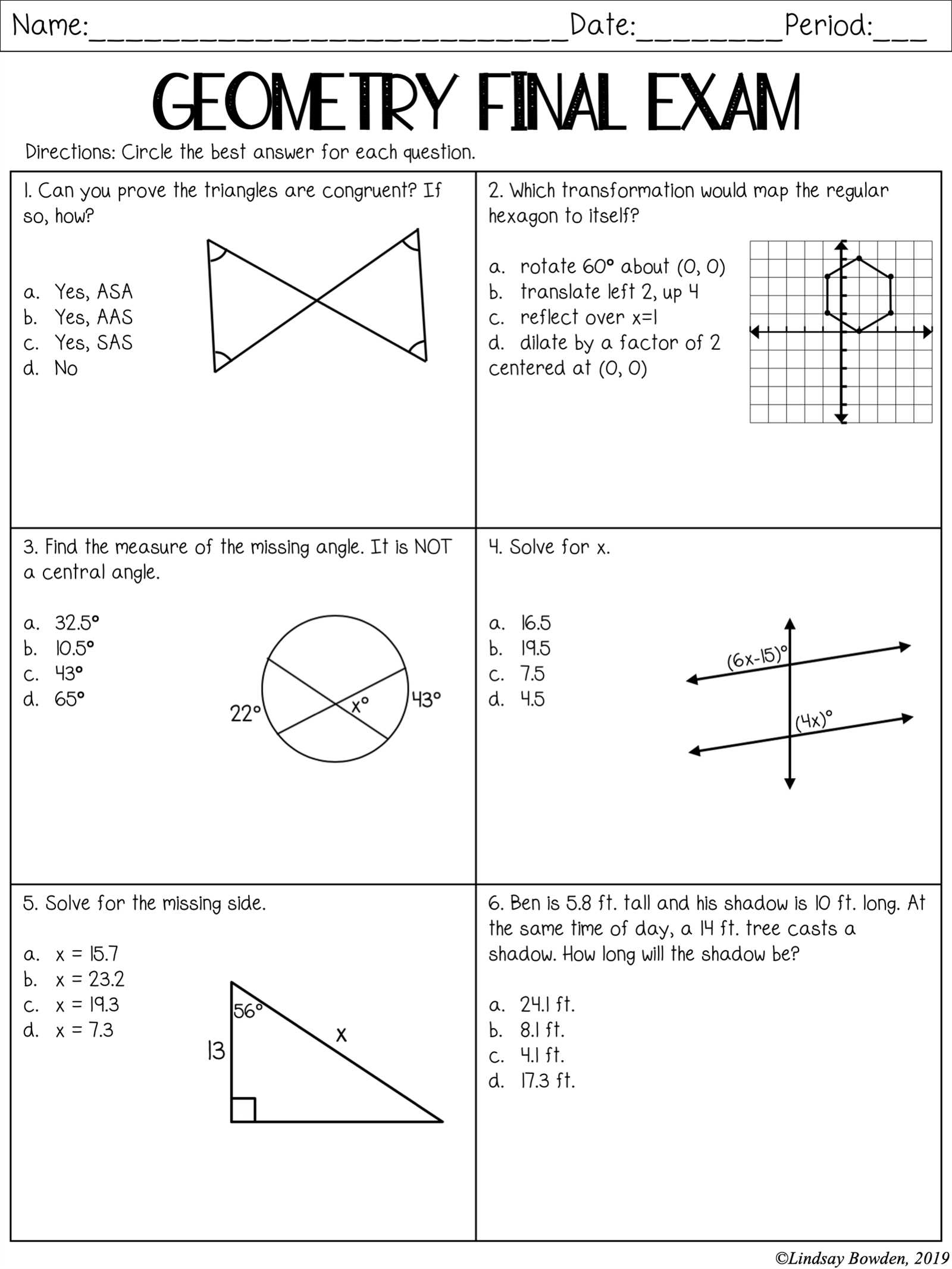 geometry final review answers