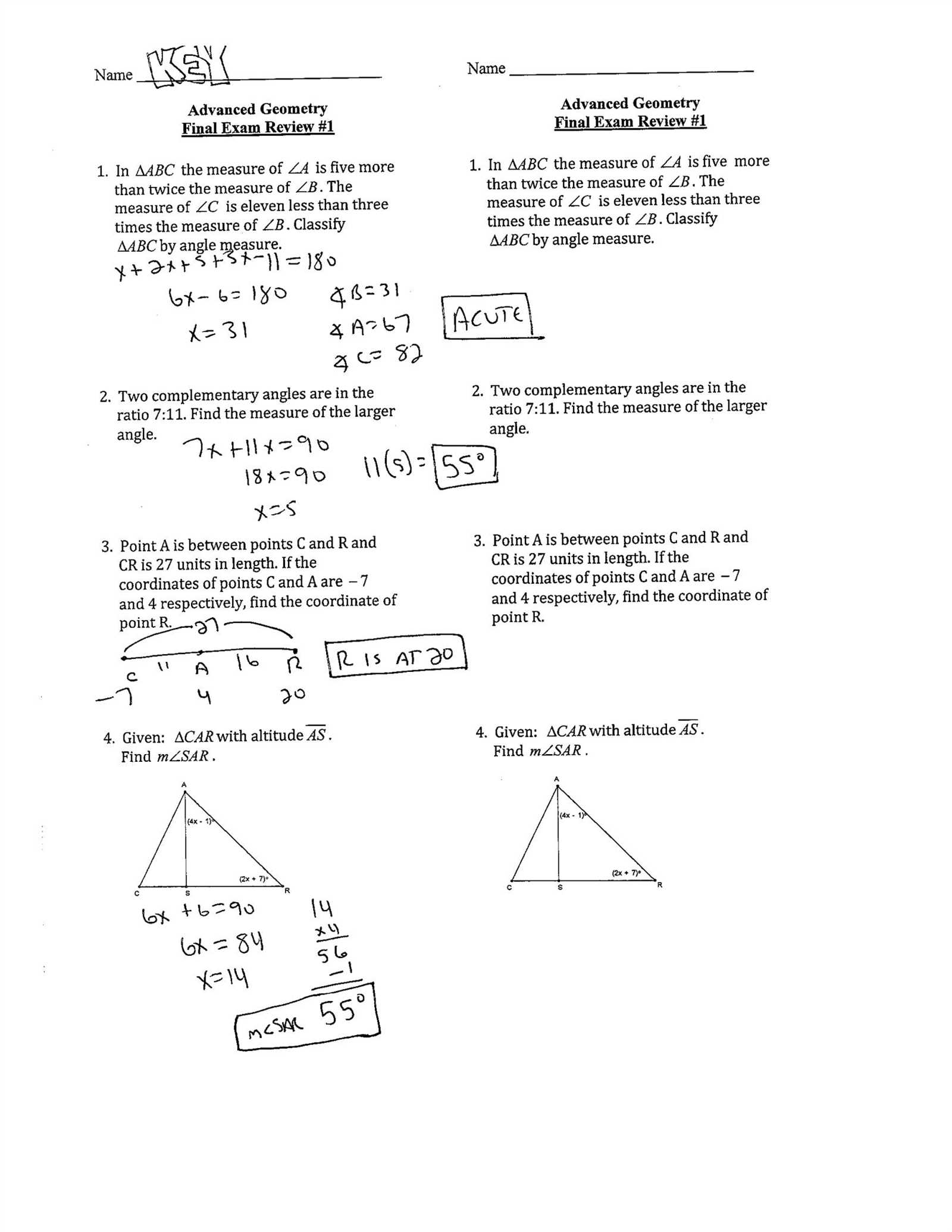 geometry final review answers