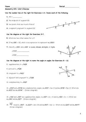 geometry unit 1 review answers