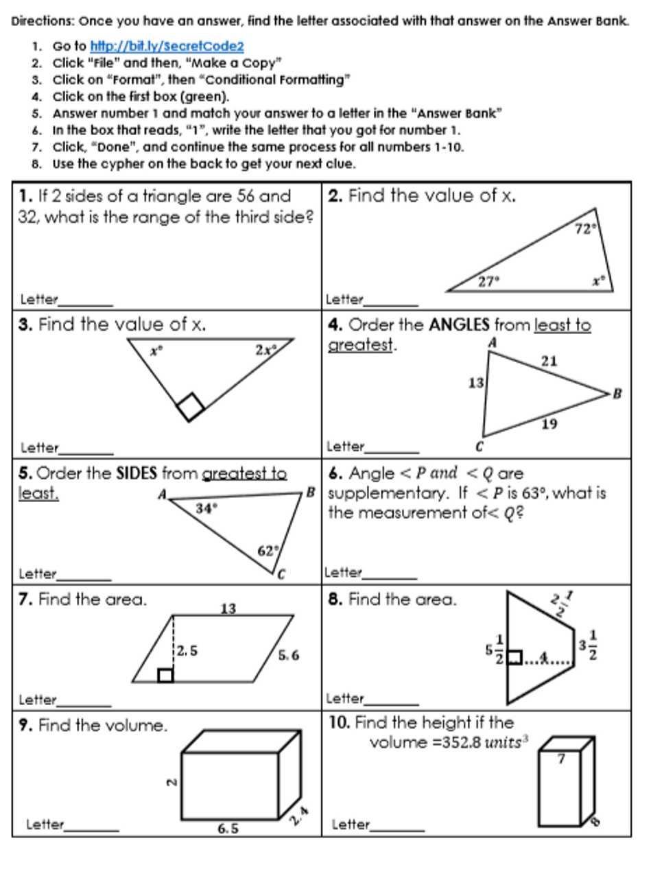 geometry unit 1 review answers