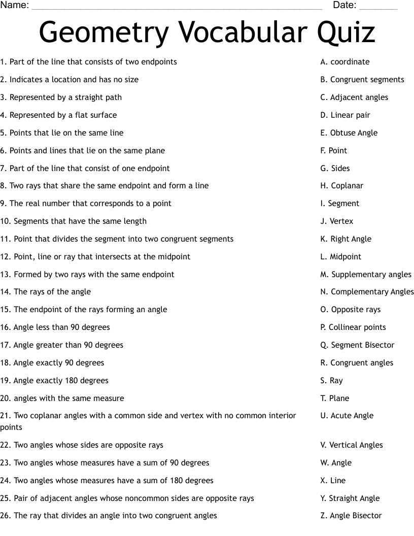 geometry vocabulary word search answers