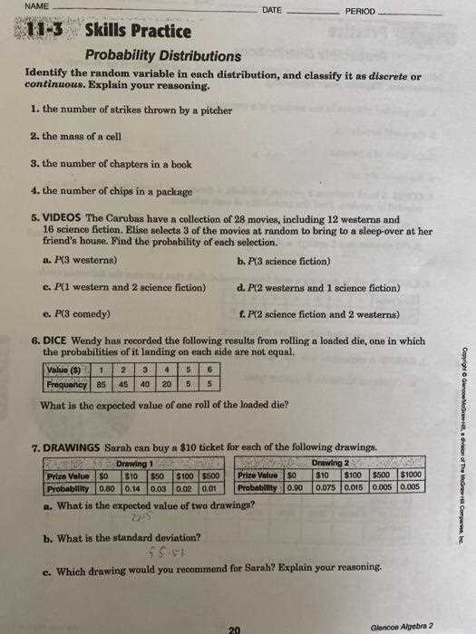 glencoe algebra 2 skills practice answers