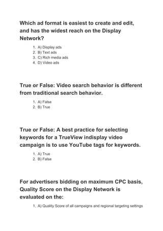 google adwords advanced search exam answers