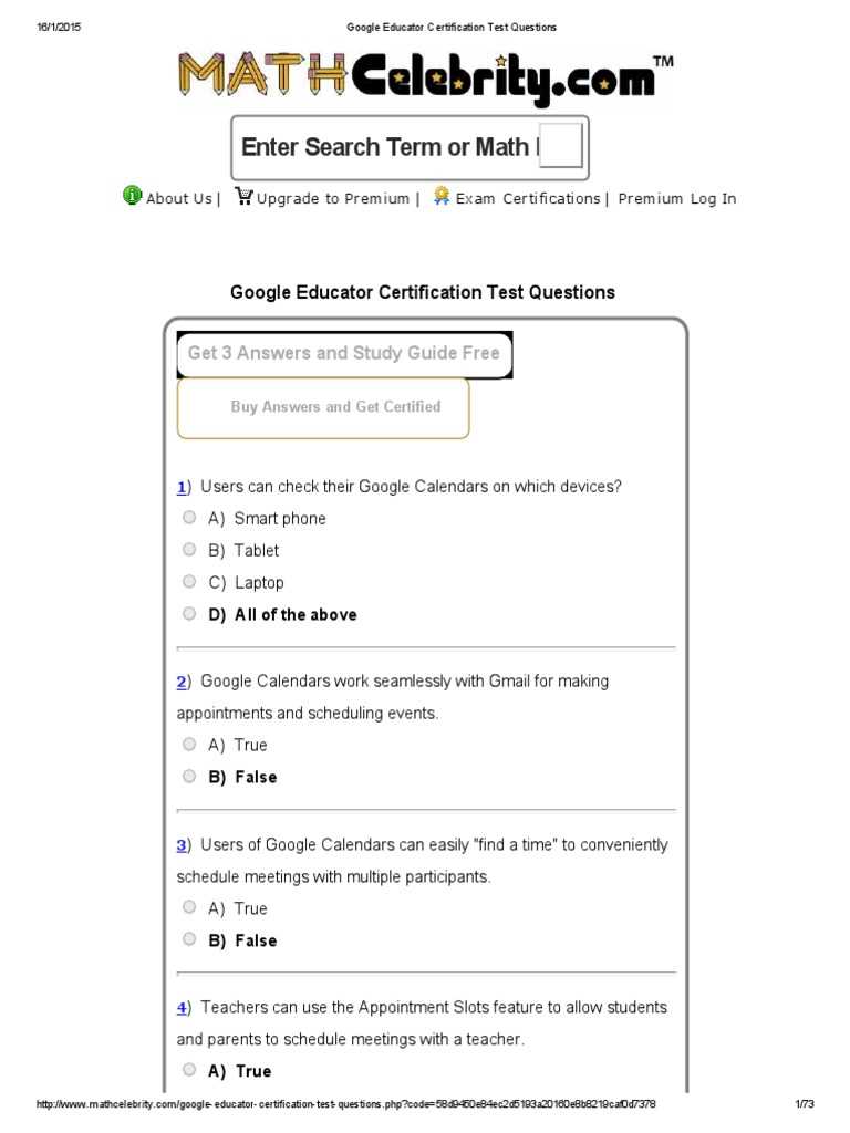 google for education certification exam answers