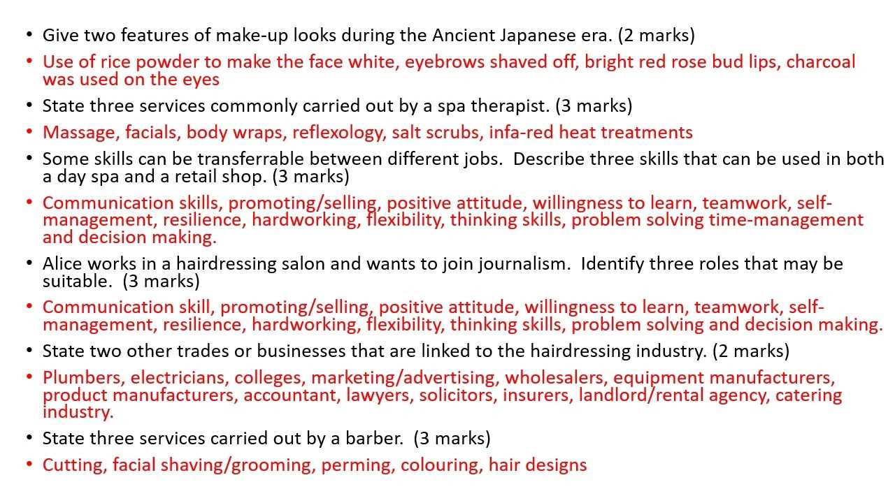 hair cutting exam questions and answers