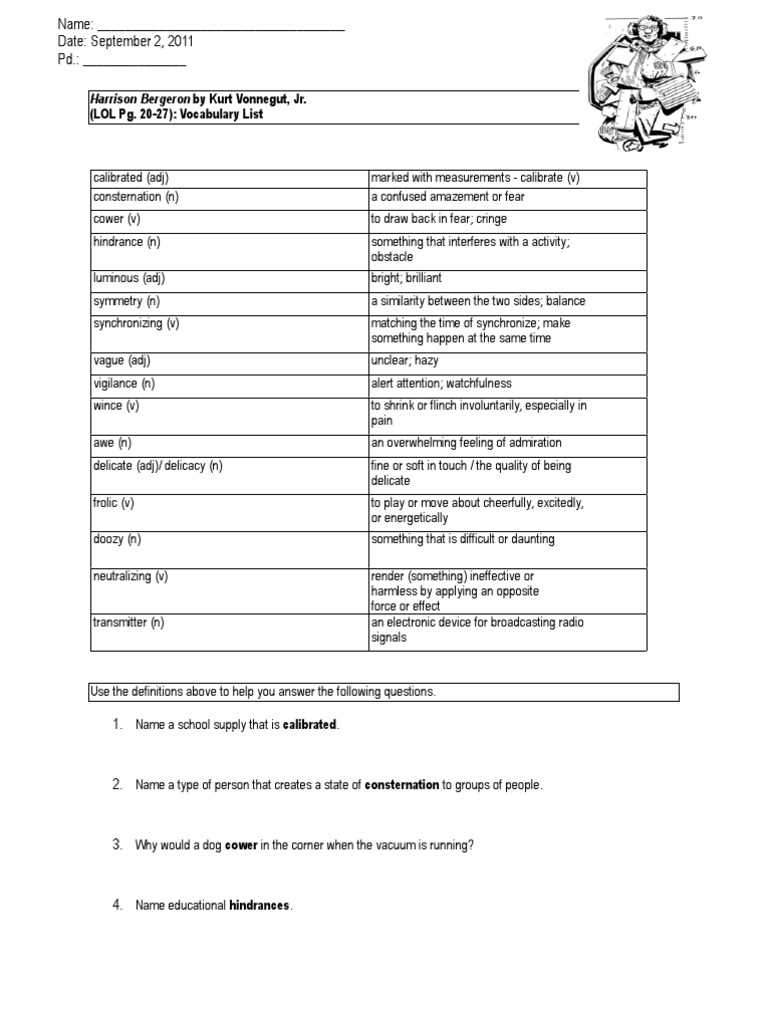 harrison bergeron test answers