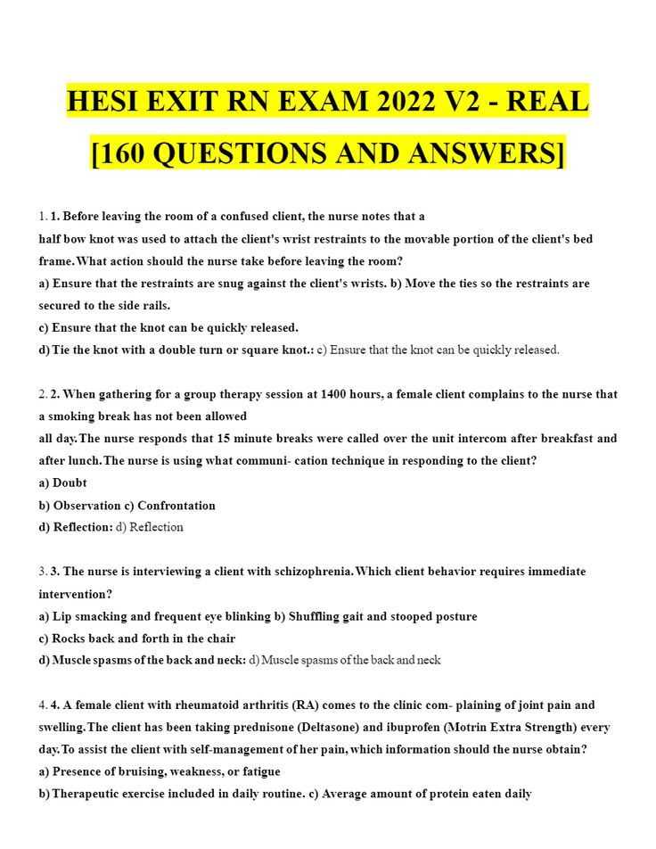 hesi exit exam answers