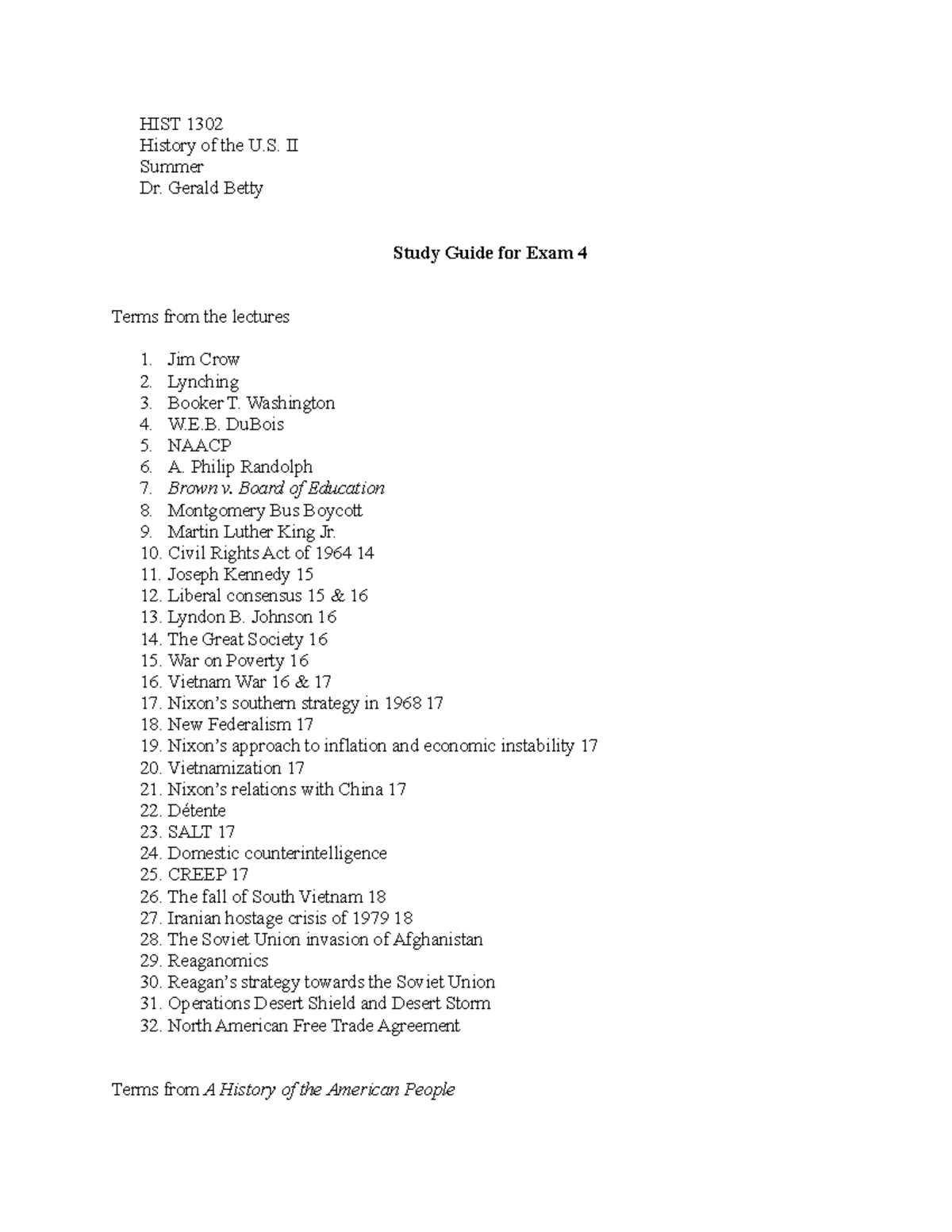 history 1302 exam 1