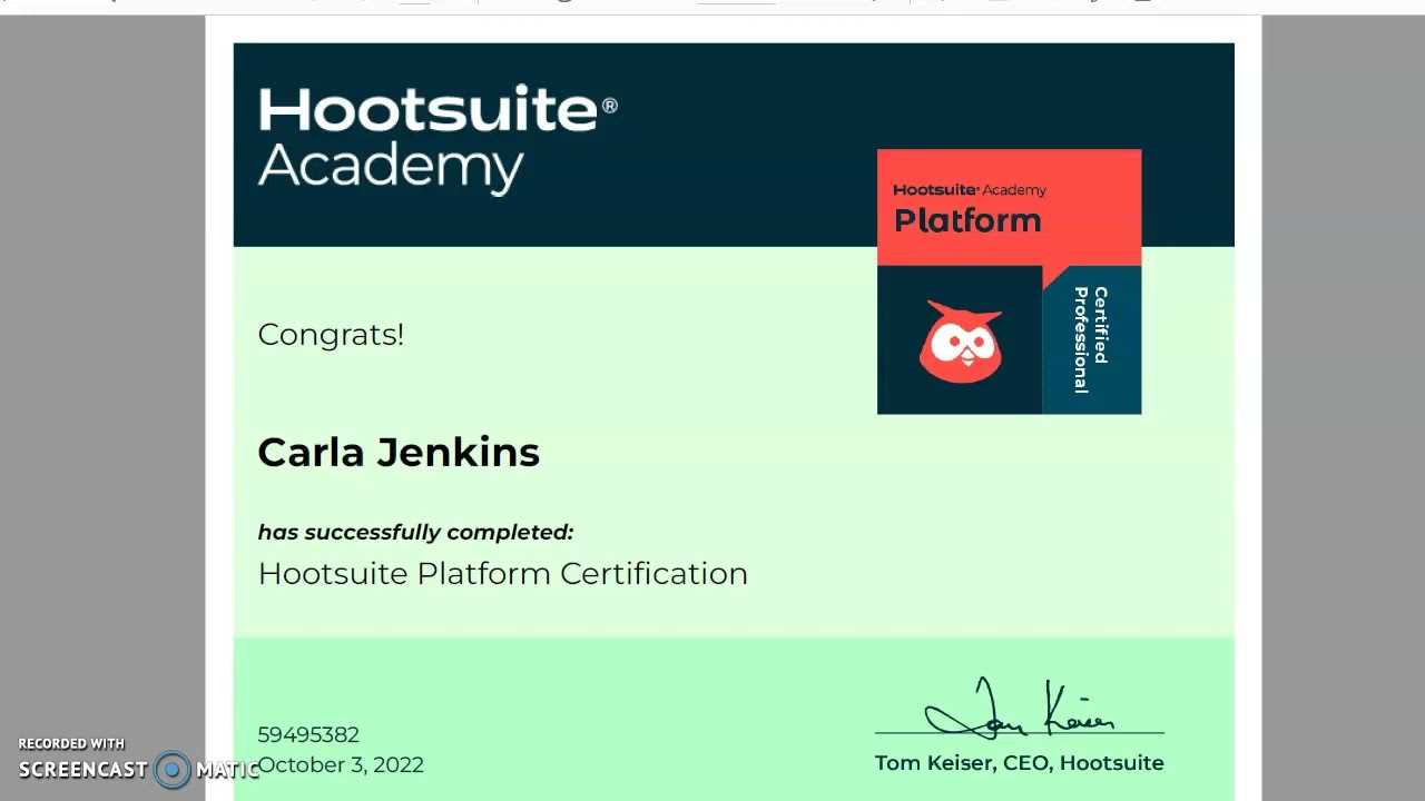 hootsuite platform exam certification answers