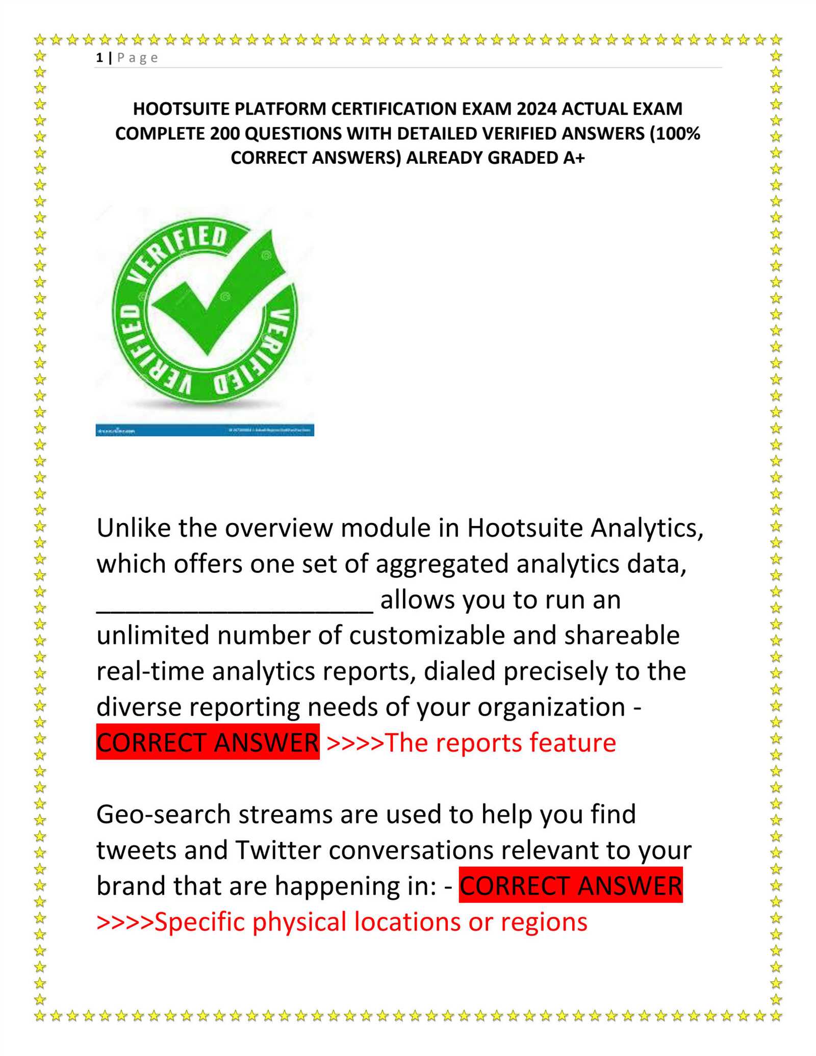 hootsuite platform exam certification answers