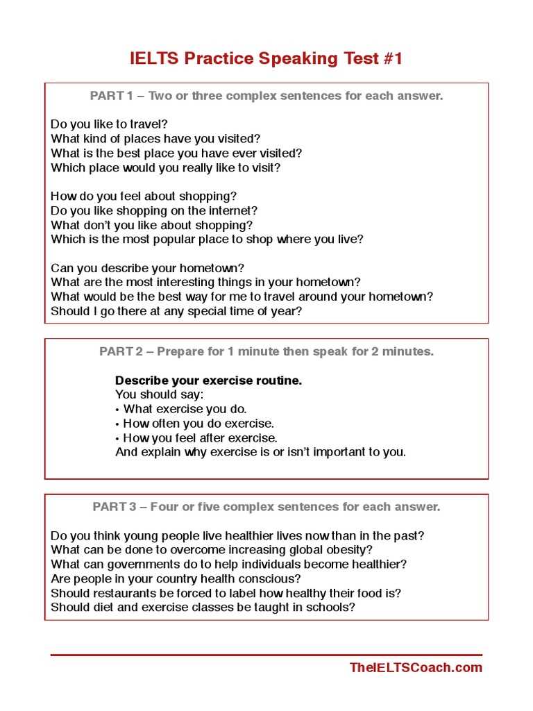 ielts speaking exam questions and answers