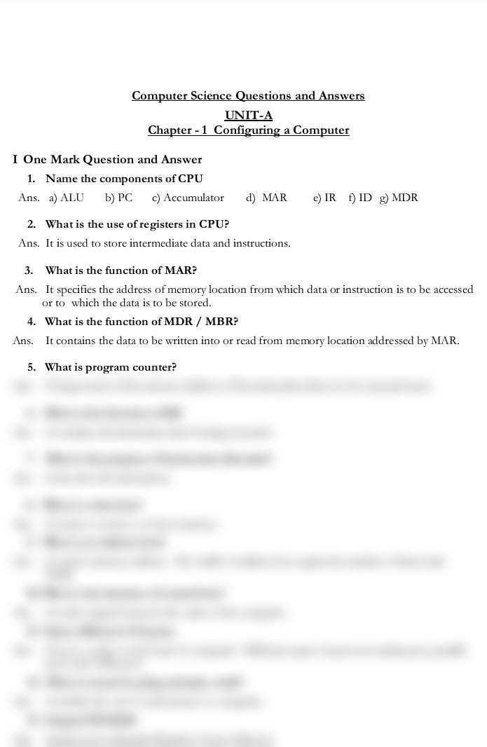 introduction to computer science exam questions and answers