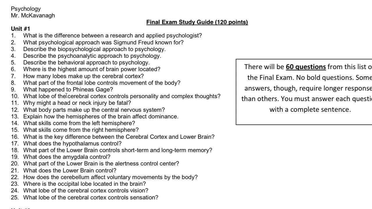 introduction to psychology exam questions and answers