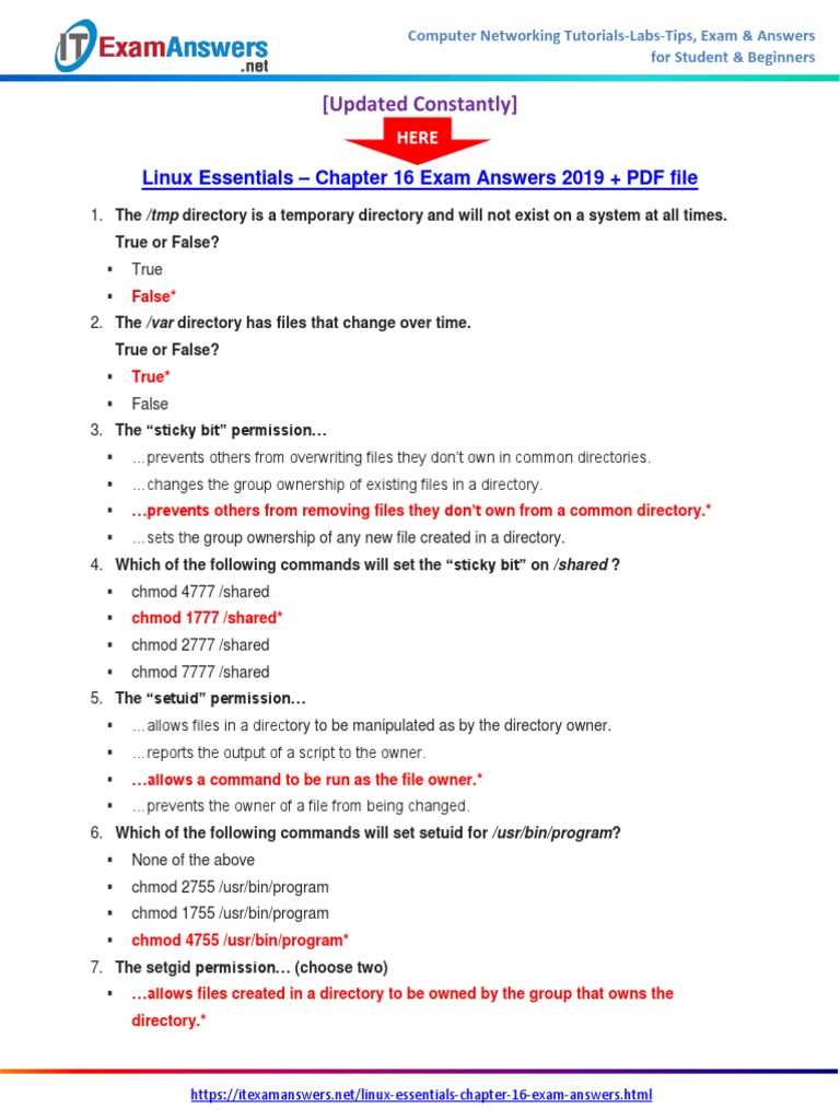 linux chapter 11 exam answers