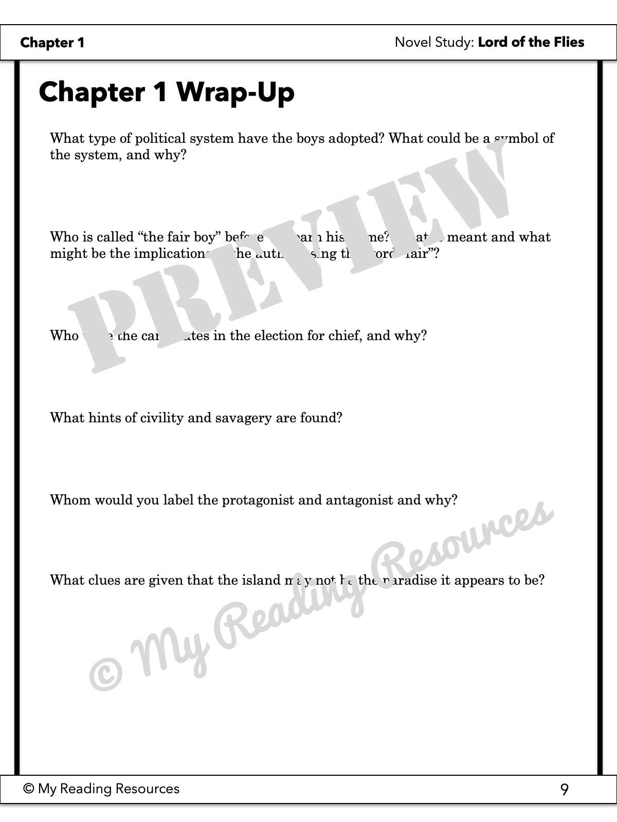 lord of the flies chapter 9 questions and answers