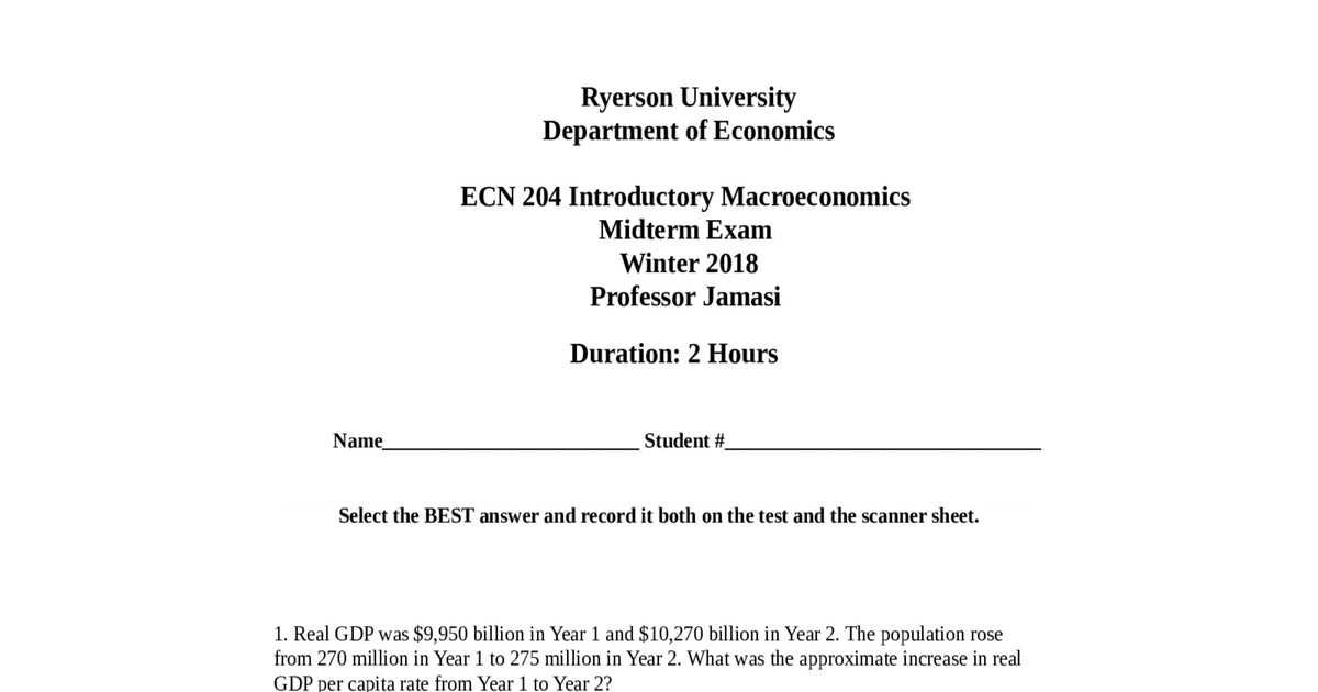 macroeconomics midterm exam answers