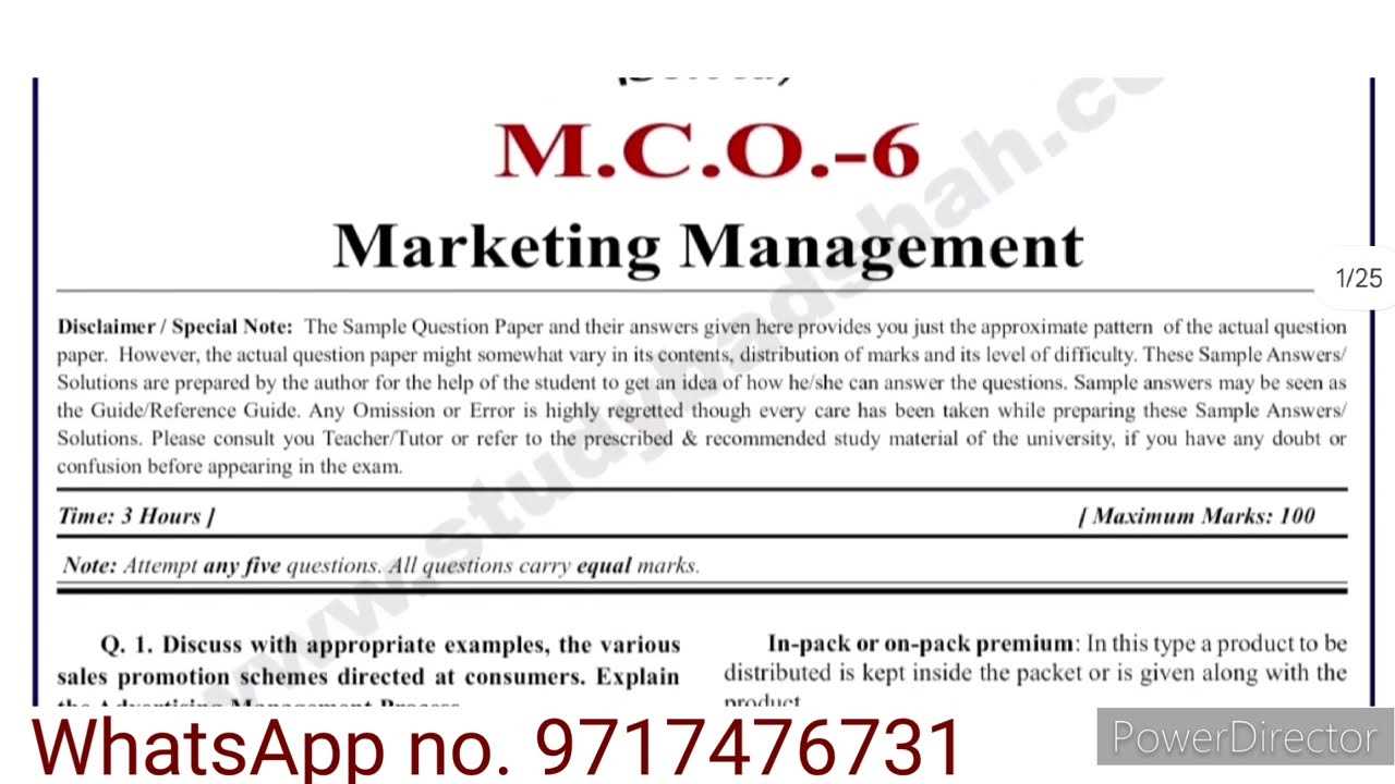 marketing management sample exam questions and answers