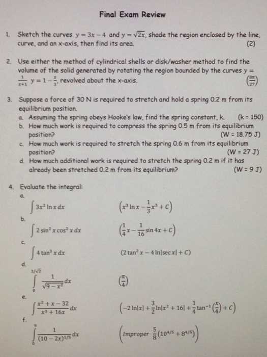 math 2 final exam review answers