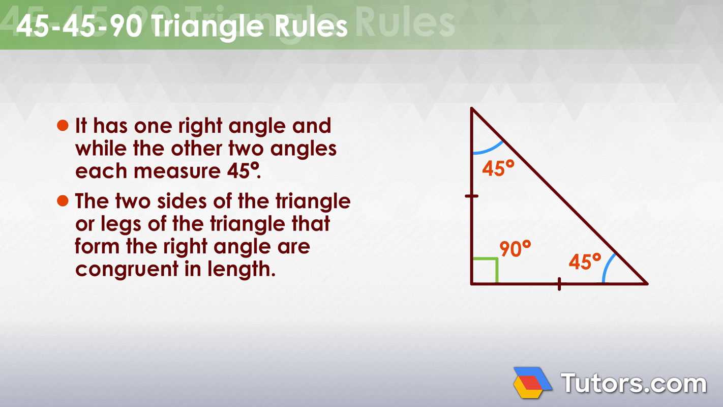 math 2 special right triangles answers