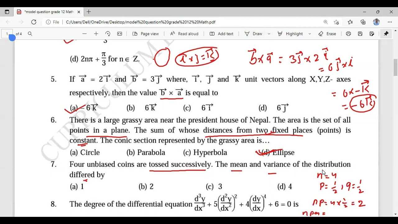 math models final exam answer key