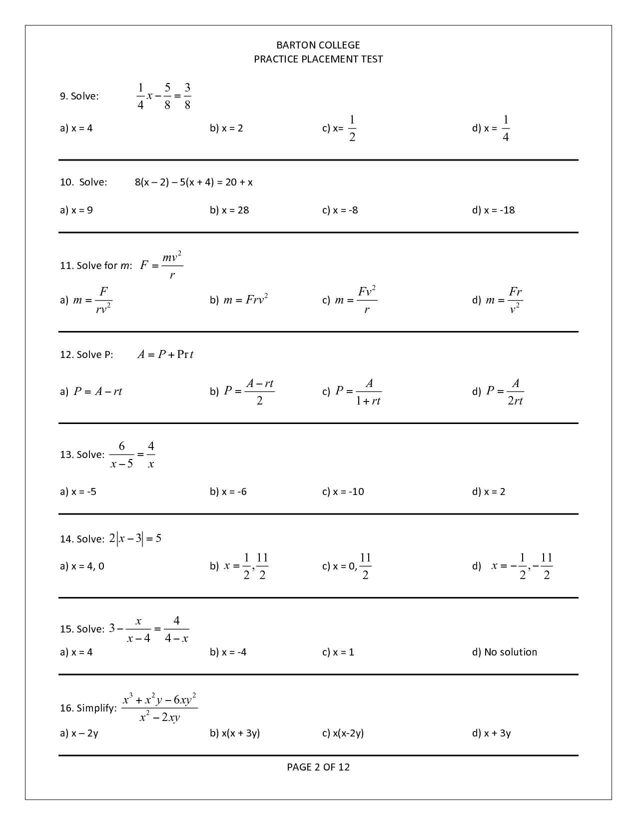 math placement exam uconn