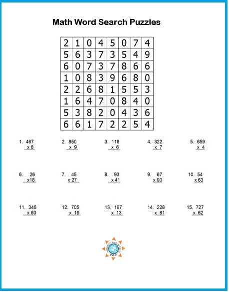 maths word search 6 answers