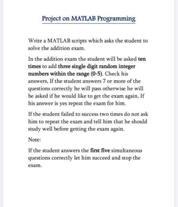 matlab exams questions and answers