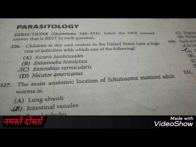 medical parasitology questions and answers