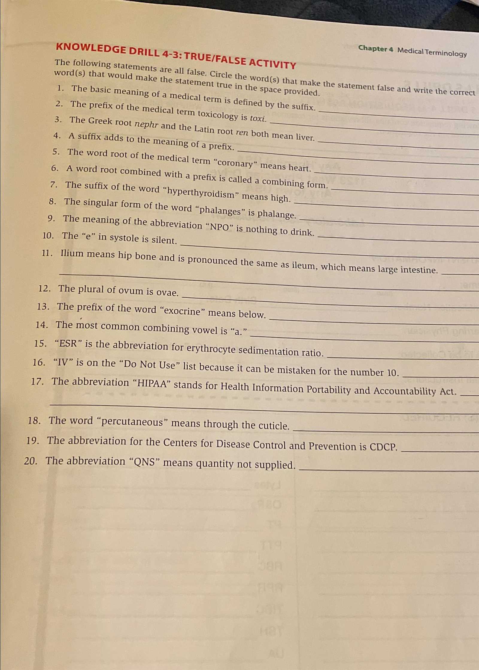 medical terminology chapter 14 answers