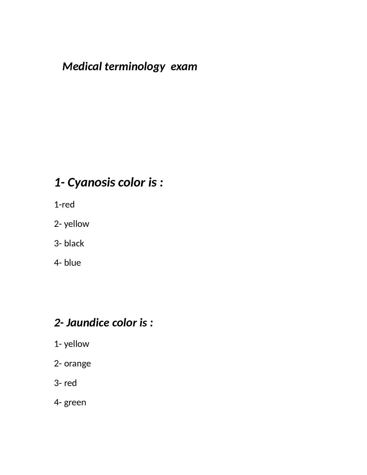 medical terminology exam 2