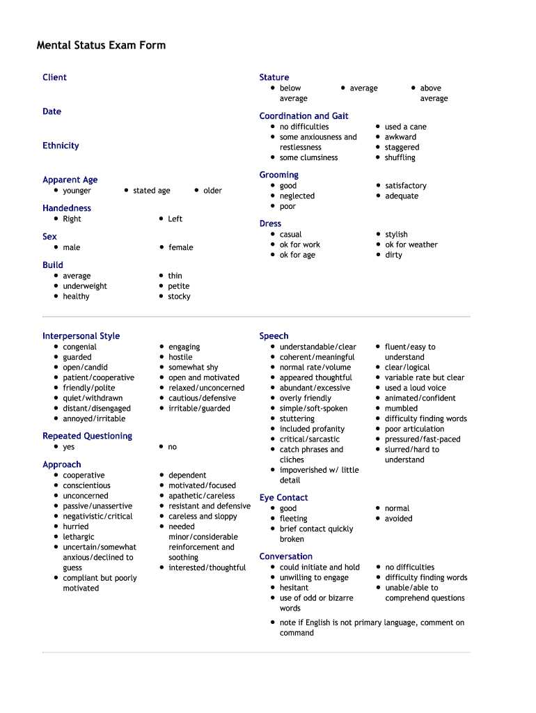 mental status exam affect descriptors